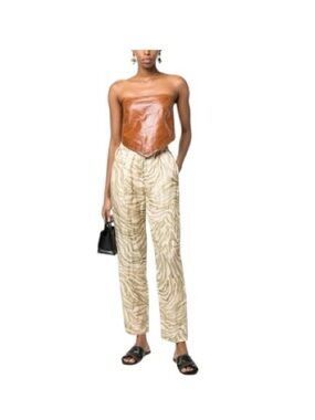 NWT Forte Forte Zebra Abstract Print Pants Tan Cream Ankle Pants Size 0